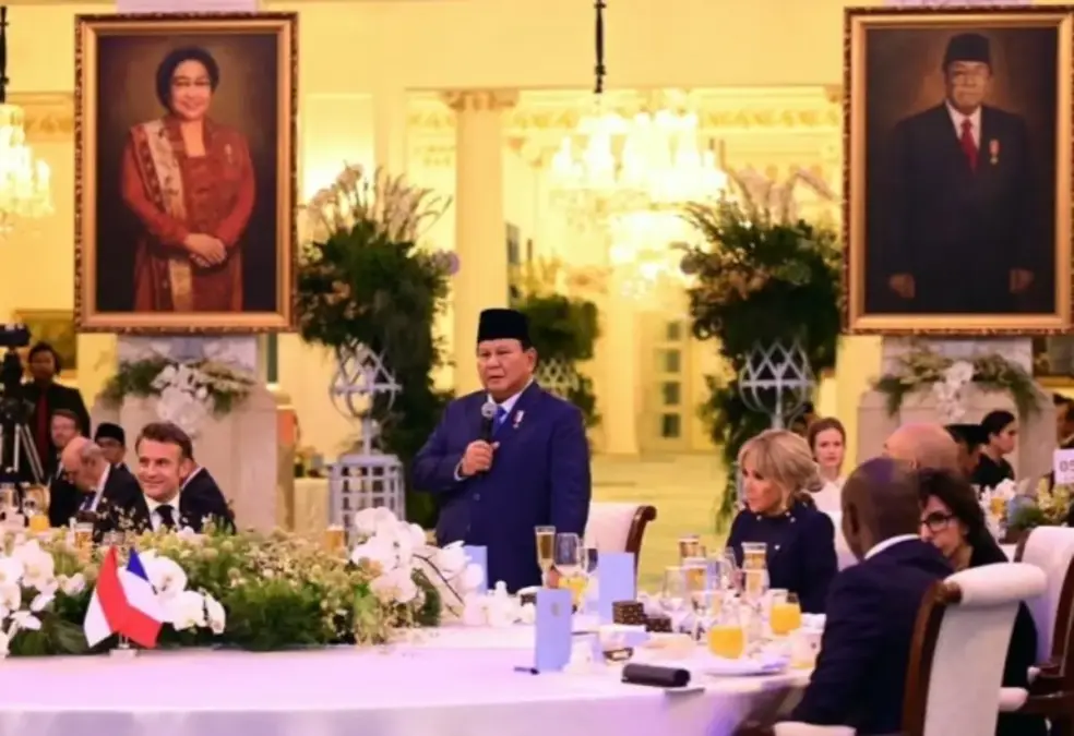 Jamuan makan malam kenegaraan Presiden Prabowo dengan Presiden Prancis Macron